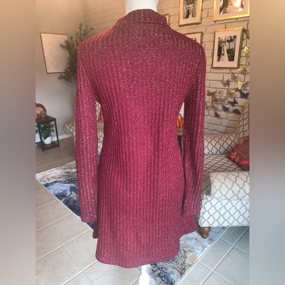 Urban Outfitters Size XS Red Metallic Mock Neck Mini Dress - Picture 4 of 6